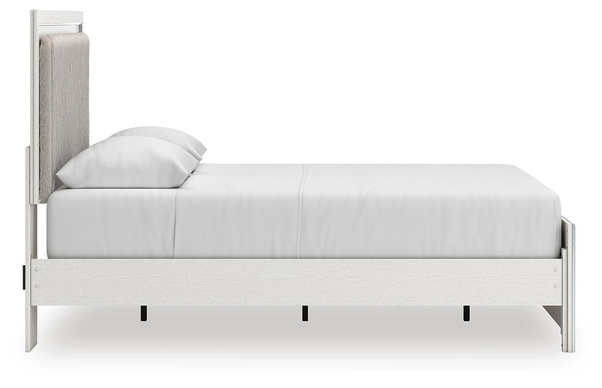 Zuraleus White Queen Upholstered Panel Bed with Mirrored Dresser and Nightstand from Ashley - Luna Furniture