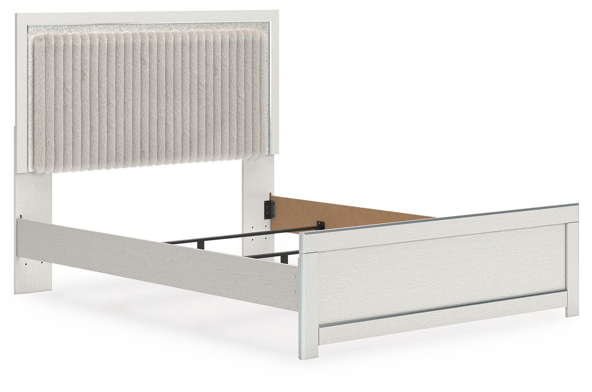 Zuraleus White Queen Upholstered Panel Bed with Dresser and Nightstand from Ashley - Luna Furniture
