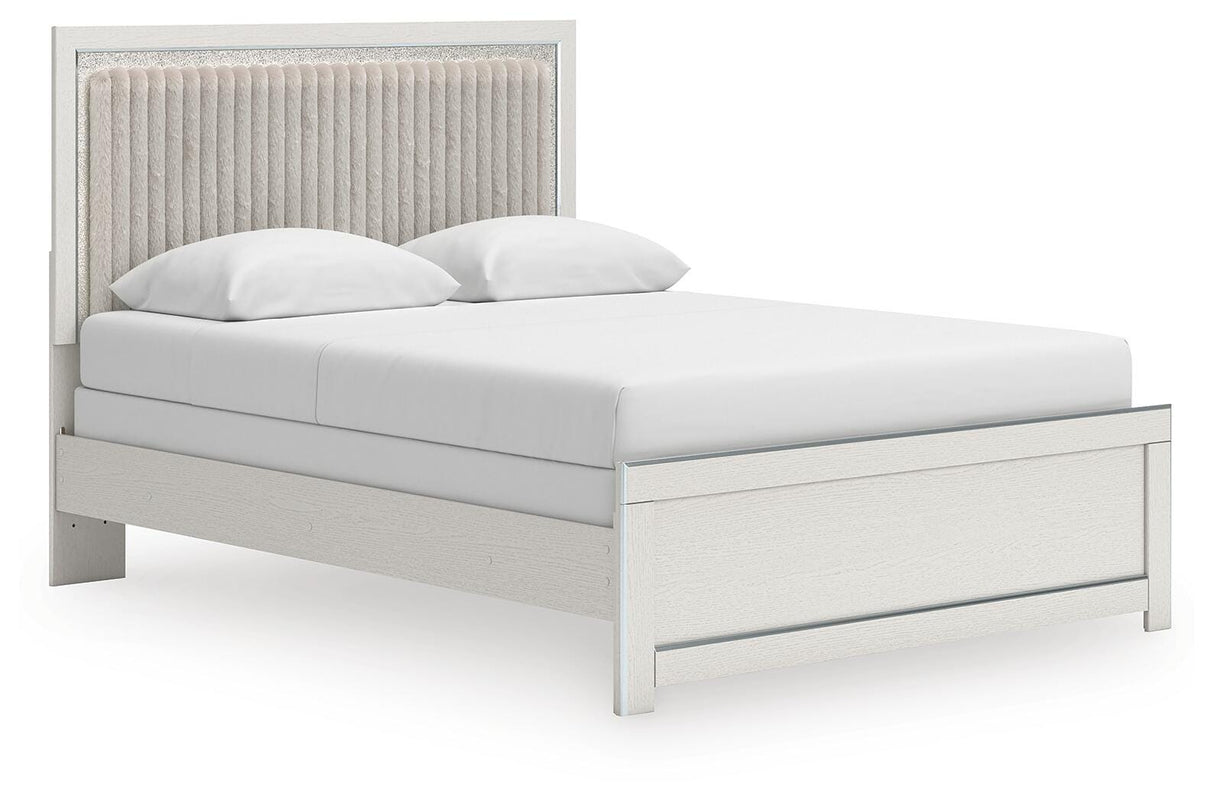 Zuraleus White Queen Upholstered Panel Bed with Dresser and Chest from Ashley - Luna Furniture