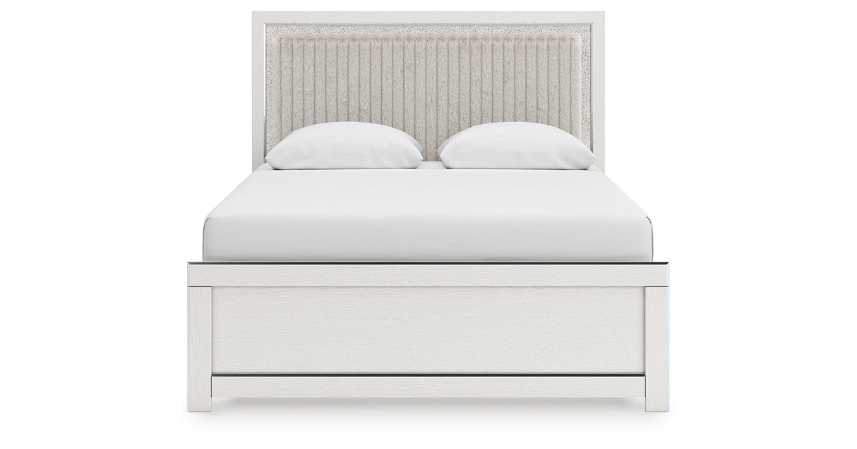 Zuraleus White Queen Upholstered Panel Bed with Dresser and Chest from Ashley - Luna Furniture