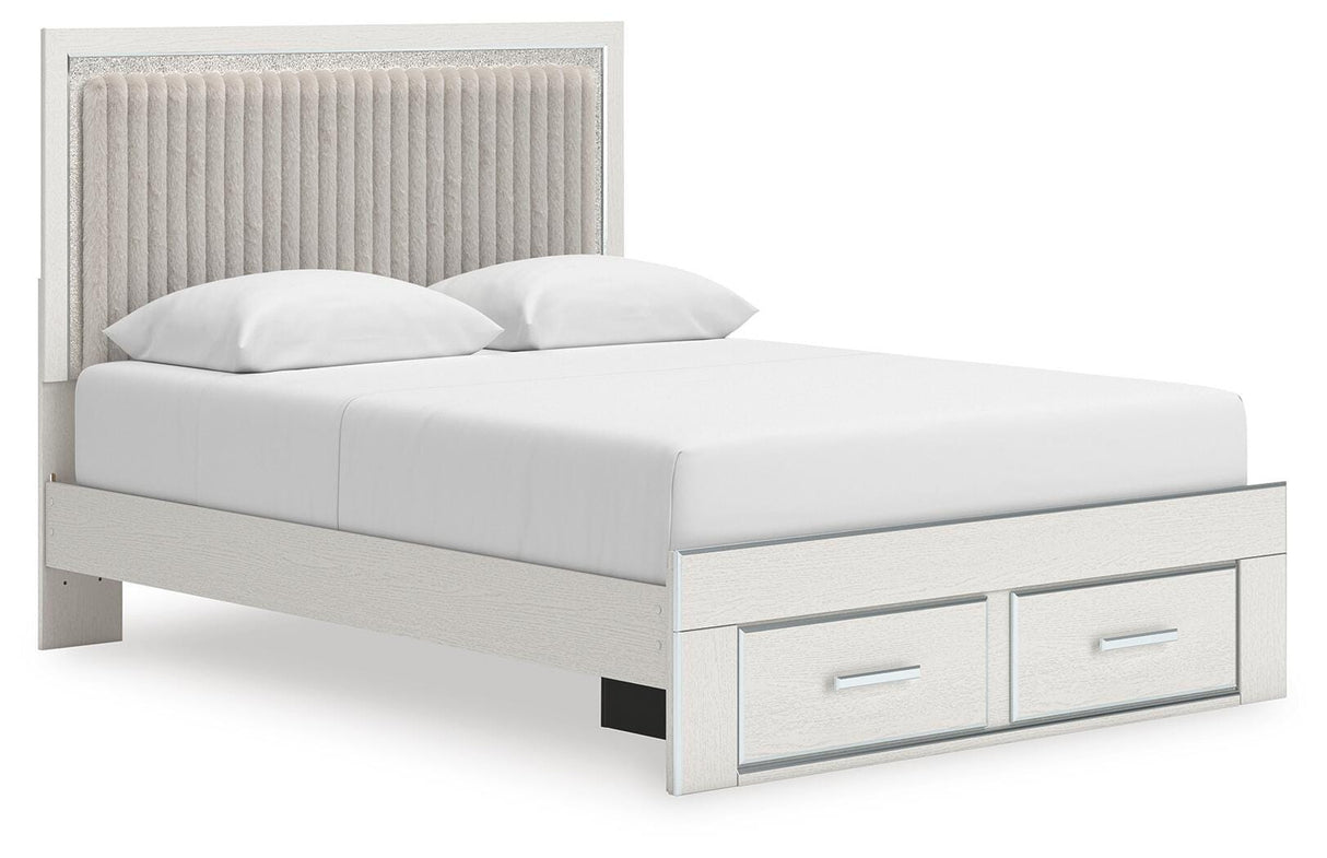 Zuraleus White Queen Upholstered Panel Storage Bed with Dresser and Chest from Ashley - Luna Furniture