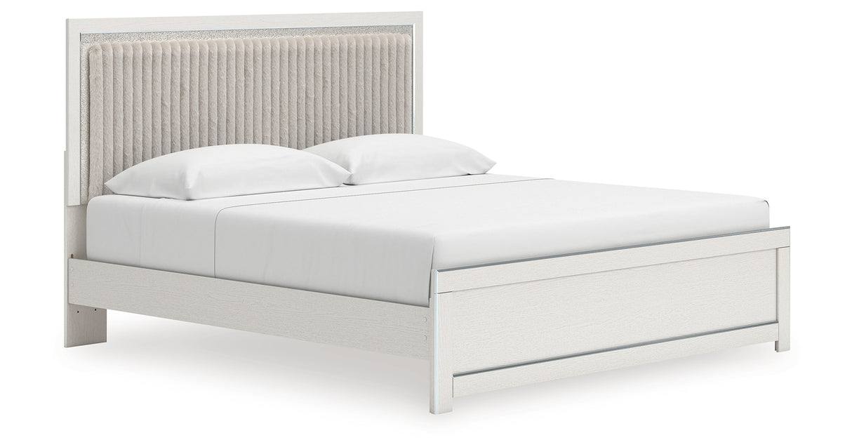 Zuraleus White King Upholstered Panel Bed with Dresser and Nightstand from Ashley - Luna Furniture