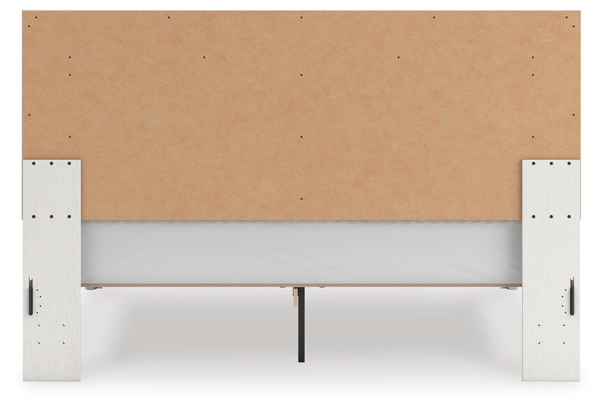Zuraleus White King Upholstered Panel Bed with Mirrored Dresser from Ashley - Luna Furniture