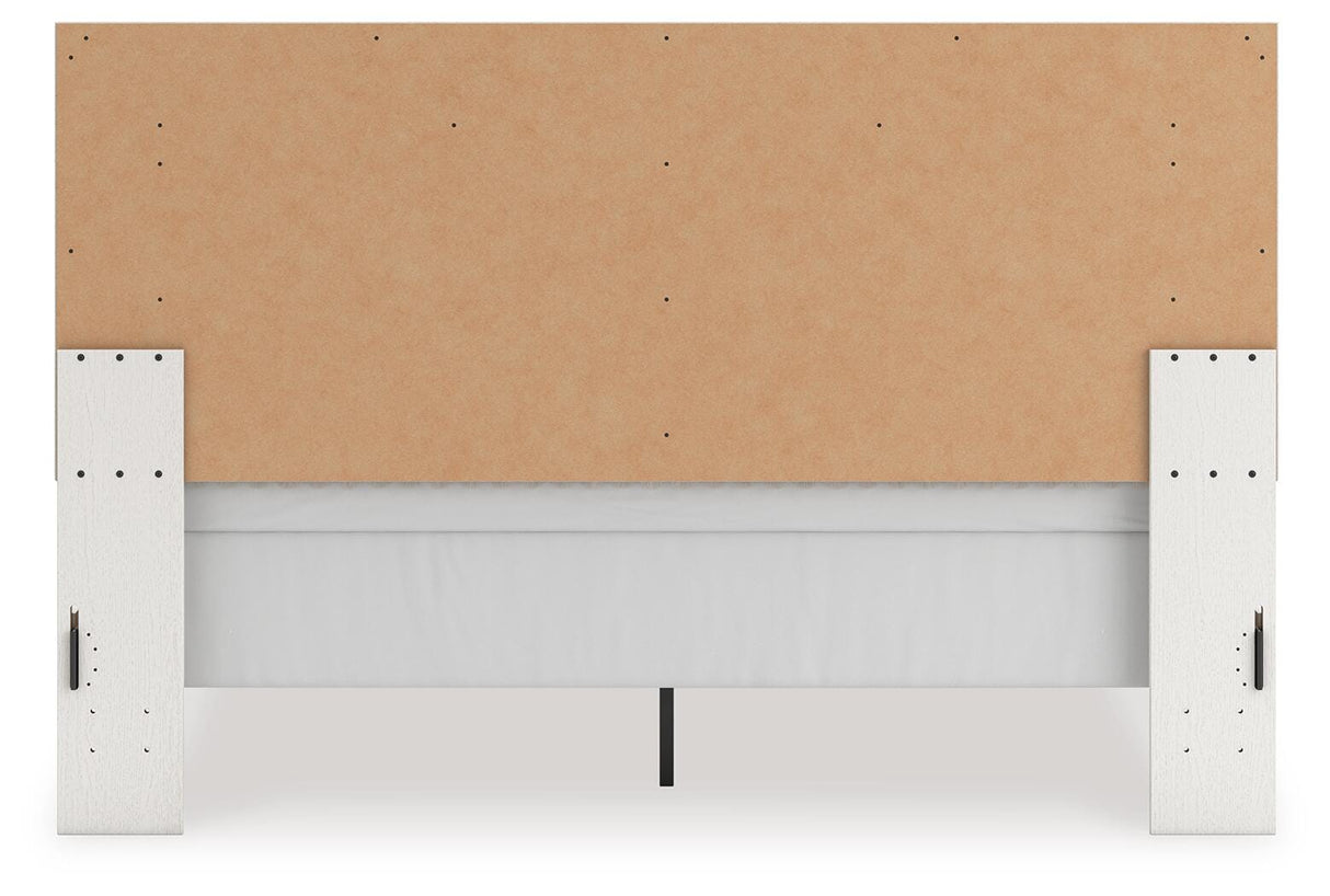 Zuraleus White King Upholstered Panel Bed with Mirrored Dresser from Ashley Furniture - Luna Furniture