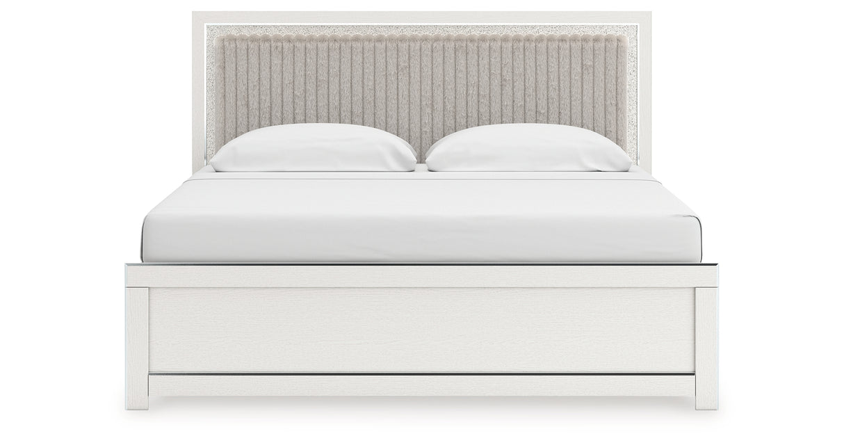 Zuraleus White King Upholstered Panel Bed with Dresser from Ashley Furniture - Luna Furniture