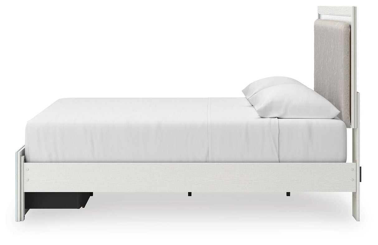 Zuraleus White King Upholstered Panel Storage Bed with Dresser and Nightstand from Ashley - Luna Furniture