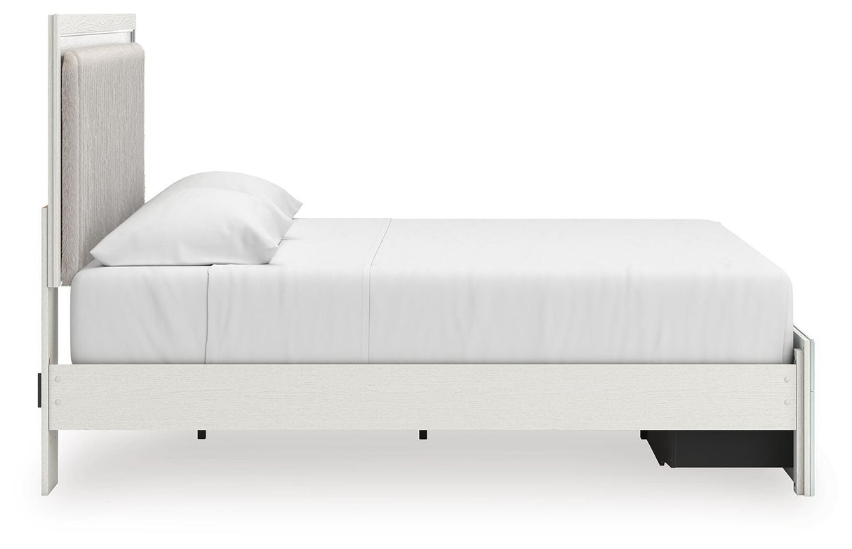 Zuraleus White King Upholstered Panel Storage Bed with Dresser and Nightstand from Ashley - Luna Furniture