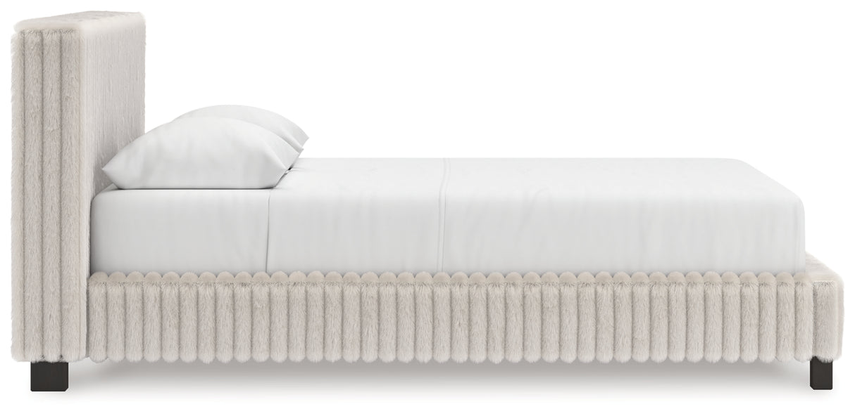 Zuraleus White Queen Upholstered Bed with Mirrored Dresser and Nightstand from Ashley Furniture - Luna Furniture