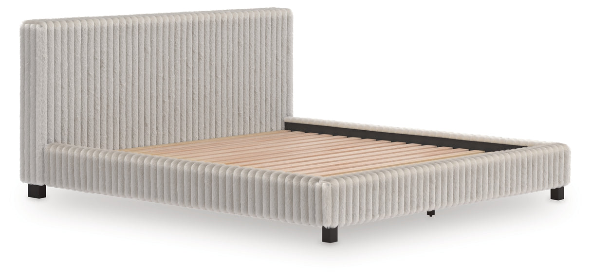 Zuraleus White California King Upholstered Bed with Mirrored Dresser and Nightstand from Ashley Furniture - Luna Furniture