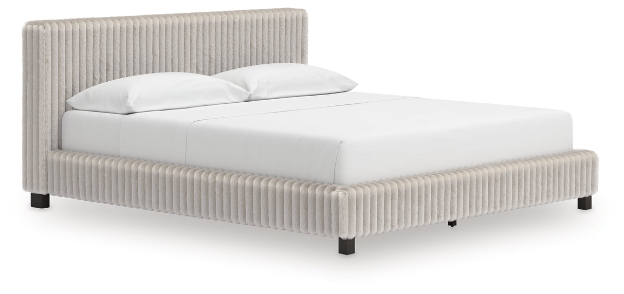 Zuraleus White California King Upholstered Bed with Mirrored Dresser and Nightstand from Ashley Furniture - Luna Furniture
