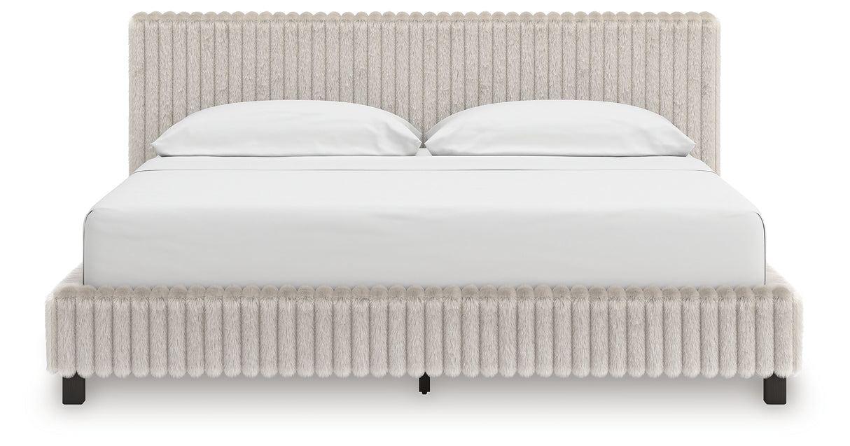 Zuraleus White California King Upholstered Bed with Mirrored Dresser from Ashley Furniture - Luna Furniture