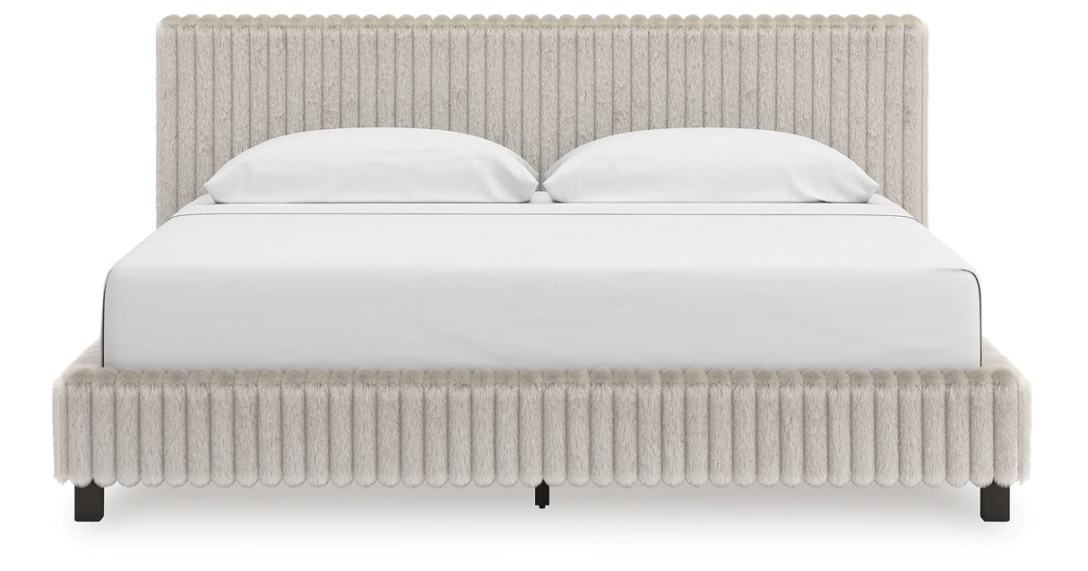 Zuraleus White King Upholstered Bed with Mirrored Dresser from Ashley Furniture - Luna Furniture