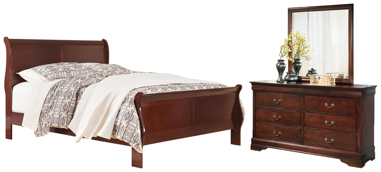 Alisdair Reddish Brown Queen Sleigh Bed, Dresser and Mirror from Ashley Furniture - Luna Furniture