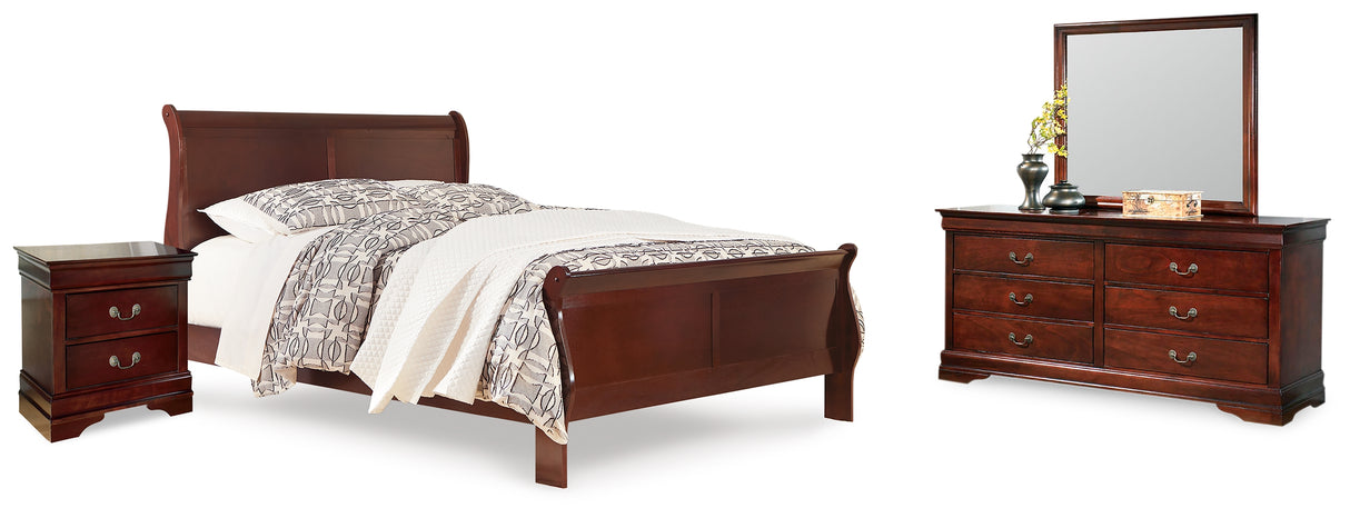 Alisdair Reddish Brown King Sleigh Bed, Dresser, Mirror and Nightstand from Ashley Furniture - Luna Furniture