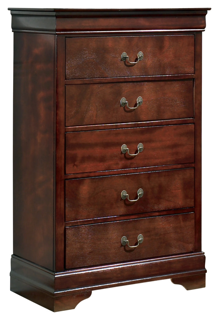 Alisdair Reddish Brown Queen Sleigh Bed, Dresser, Mirror, Chest and Nightstand from Ashley Furniture - Luna Furniture