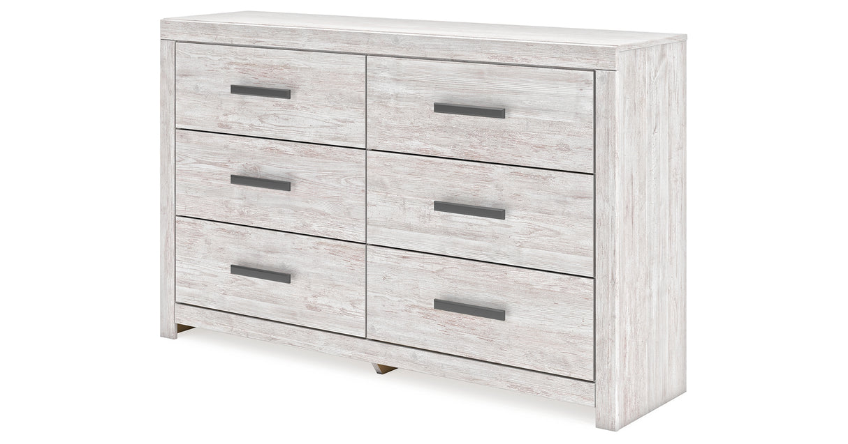 Cayboni Queen Panel Bed with Dresser and 2 Nightstands in Whitewash from Ashley Furniture - Luna Furniture