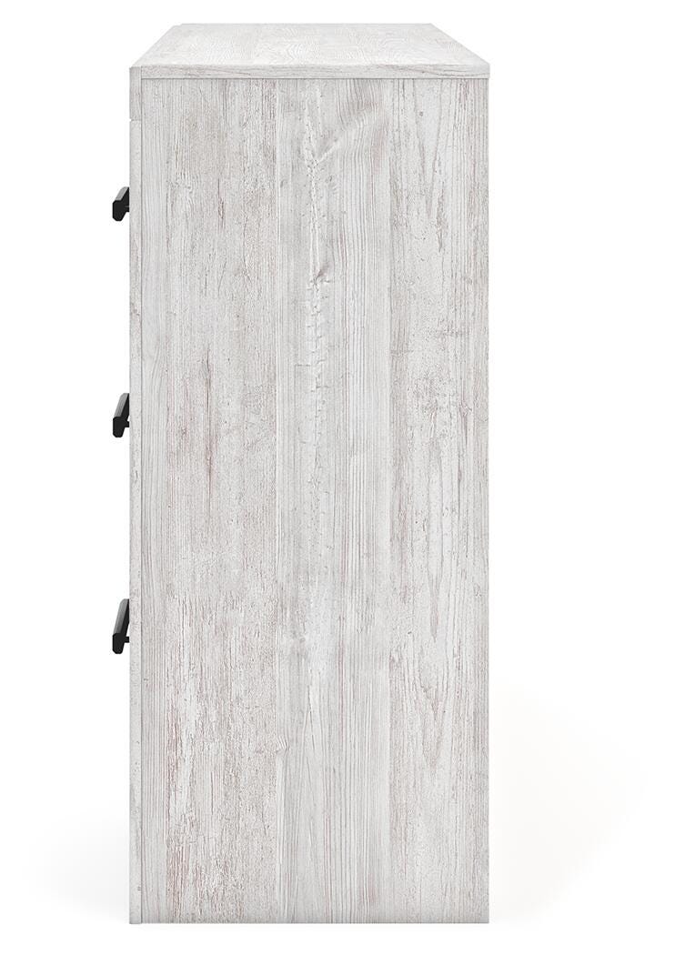 Cayboni Full Panel Bed with Mirrored Dresser in Whitewash from Ashley - Luna Furniture