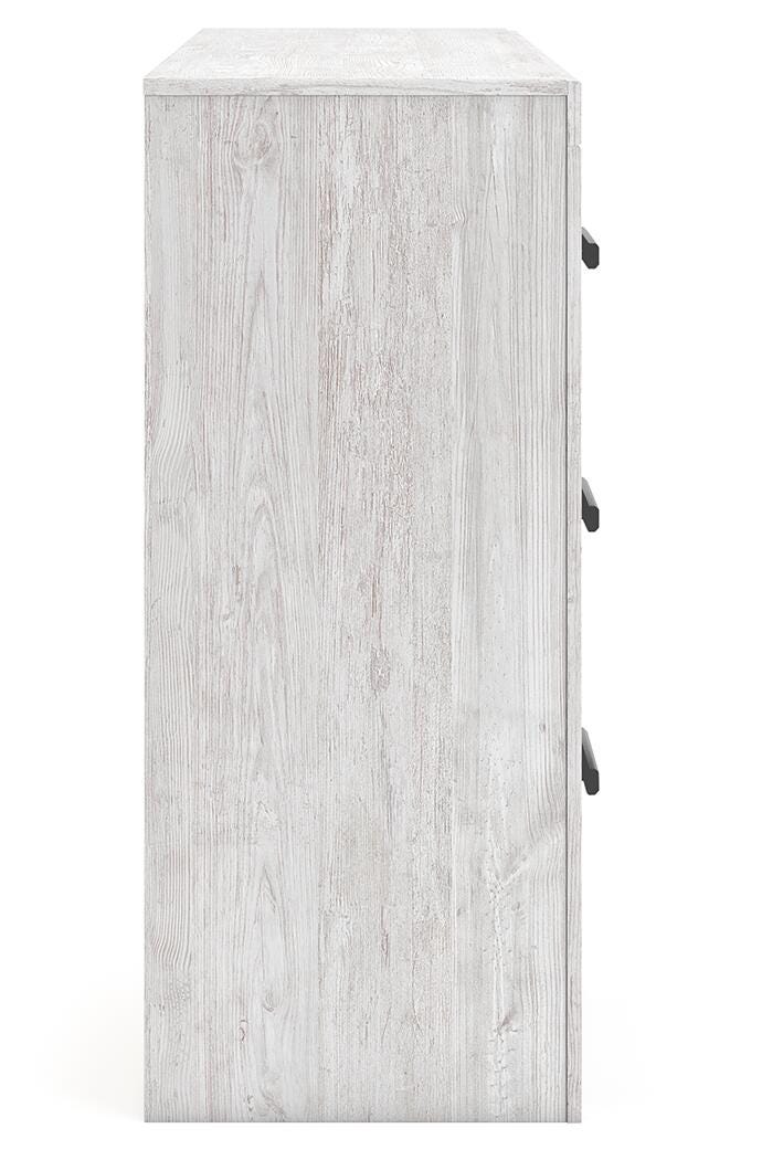 Cayboni Full Panel Bed with Mirrored Dresser in Whitewash from Ashley - Luna Furniture