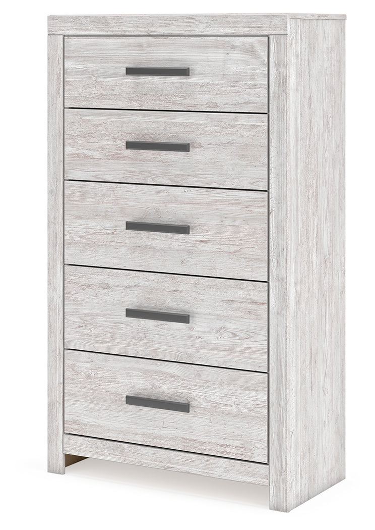 Cayboni Whitewash Full Panel Bed, Dresser, Mirror, Chest and 2 Nightstands from Ashley Furniture - Luna Furniture