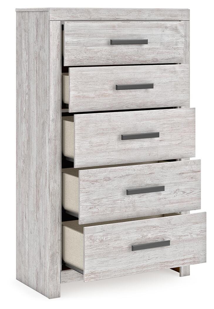 Cayboni Whitewash King Panel Bed, Dresser, Mirror and Chest from Ashley Furniture - Luna Furniture