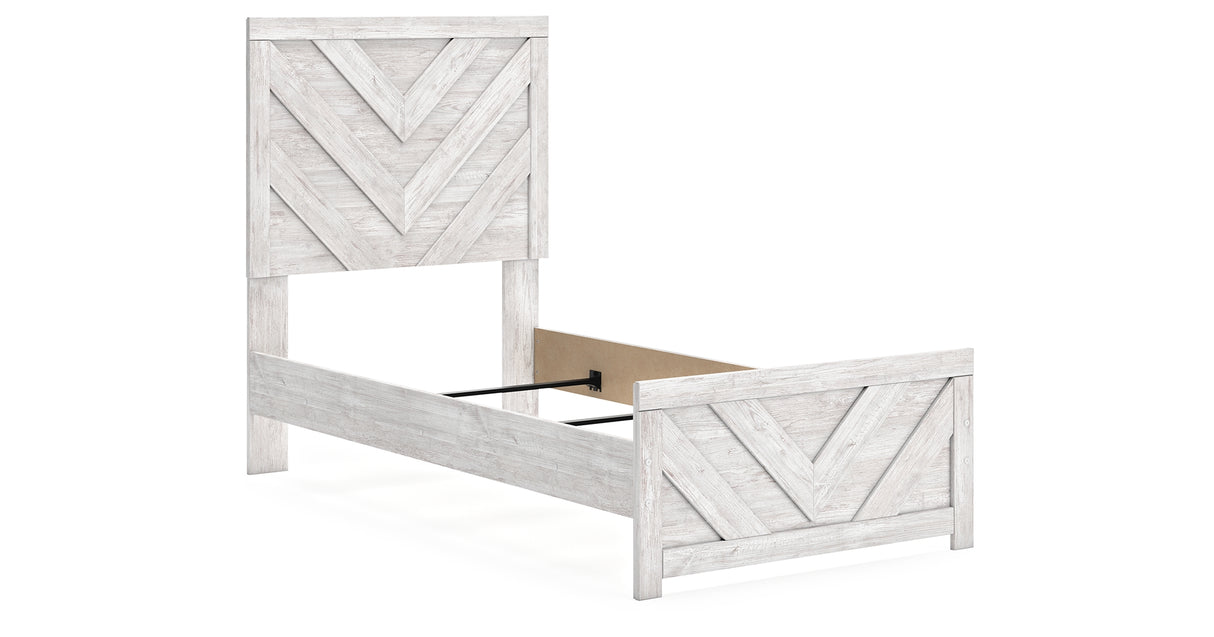 Cayboni Twin Panel Bed with Dresser and 2 Nightstands in Whitewash from Ashley Furniture - Luna Furniture