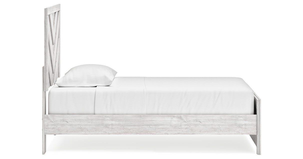 Cayboni Twin Panel Bed with Dresser and 2 Nightstands in Whitewash from Ashley Furniture - Luna Furniture