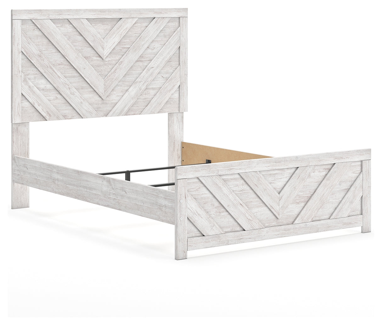 Cayboni Full Panel Bed with Mirrored Dresser in Whitewash from Ashley Furniture - Luna Furniture