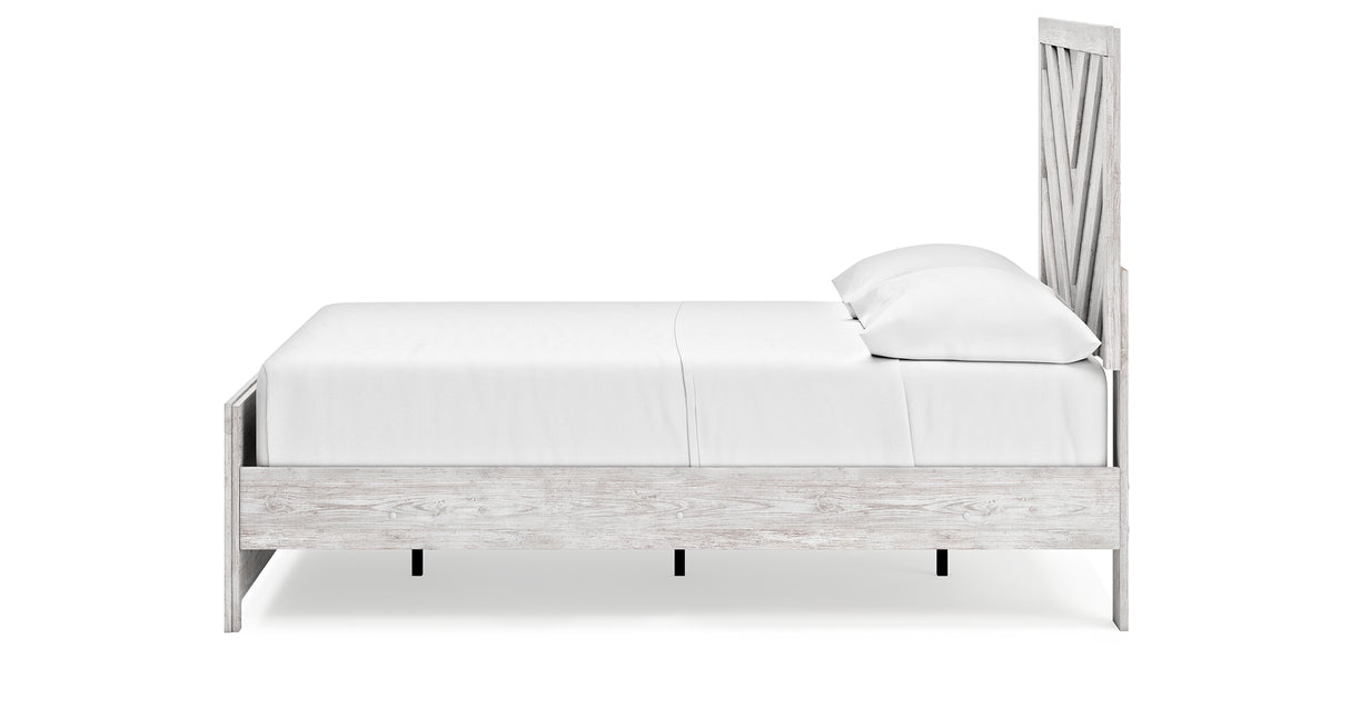 Cayboni Full Panel Bed with Mirrored Dresser and Chest in Whitewash from Ashley Furniture - Luna Furniture