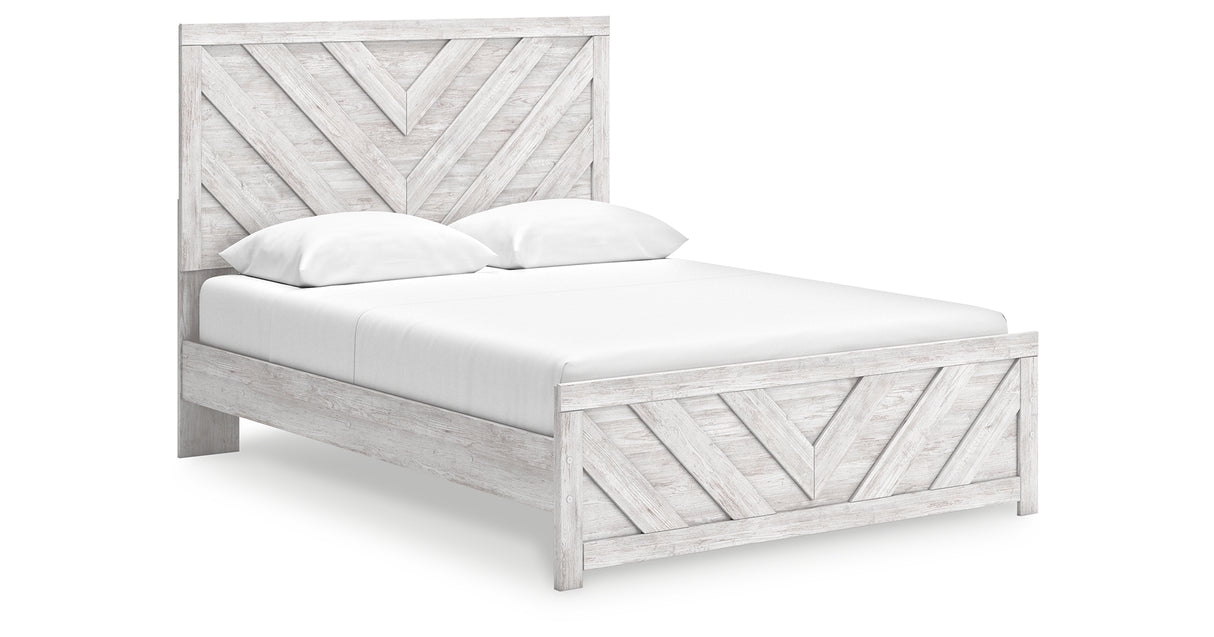 Cayboni Queen Panel Bed with Dresser and Nightstand in Whitewash from Ashley - Luna Furniture