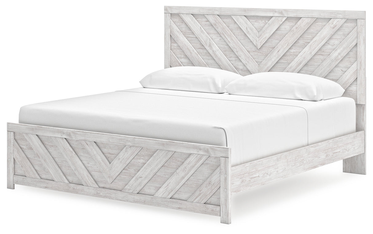 Cayboni Whitewash King Panel Bed, Dresser, Mirror, Chest and Nightstand from Ashley Furniture - Luna Furniture