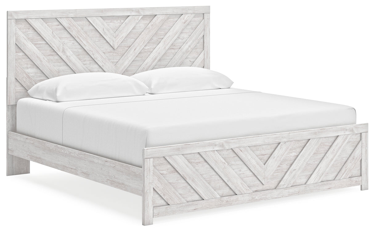 Cayboni Whitewash King Panel Bed, Dresser, Mirror, Chest and Nightstand from Ashley Furniture - Luna Furniture