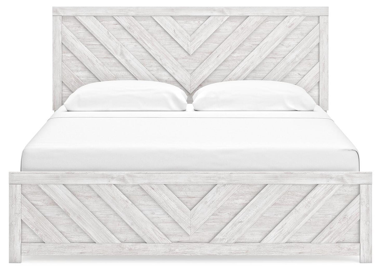 Cayboni Whitewash King Panel Bed, Dresser, Mirror and Chest from Ashley Furniture - Luna Furniture