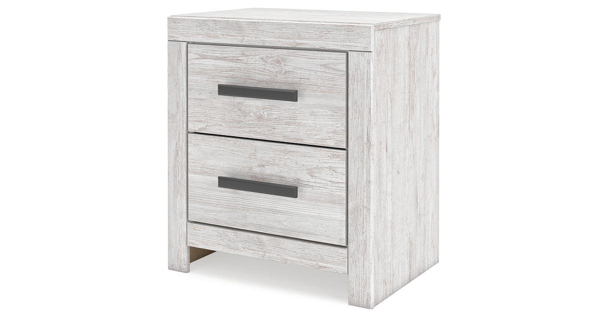 Cayboni Queen Panel Bed with 2 Nightstands in Whitewash from Ashley Furniture - Luna Furniture