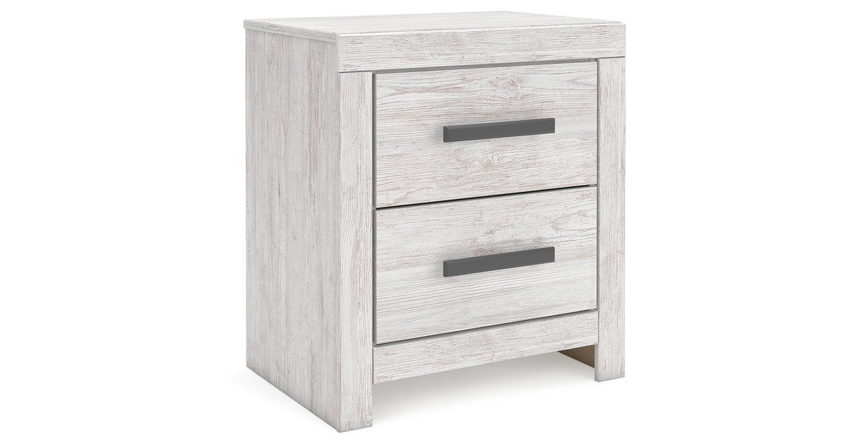 Cayboni King Panel Bed with 2 Nightstands in Whitewash from Ashley Furniture - Luna Furniture
