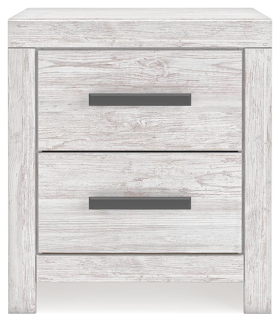 Cayboni Full Panel Bed with Mirrored Dresser in Whitewash from Ashley - Luna Furniture