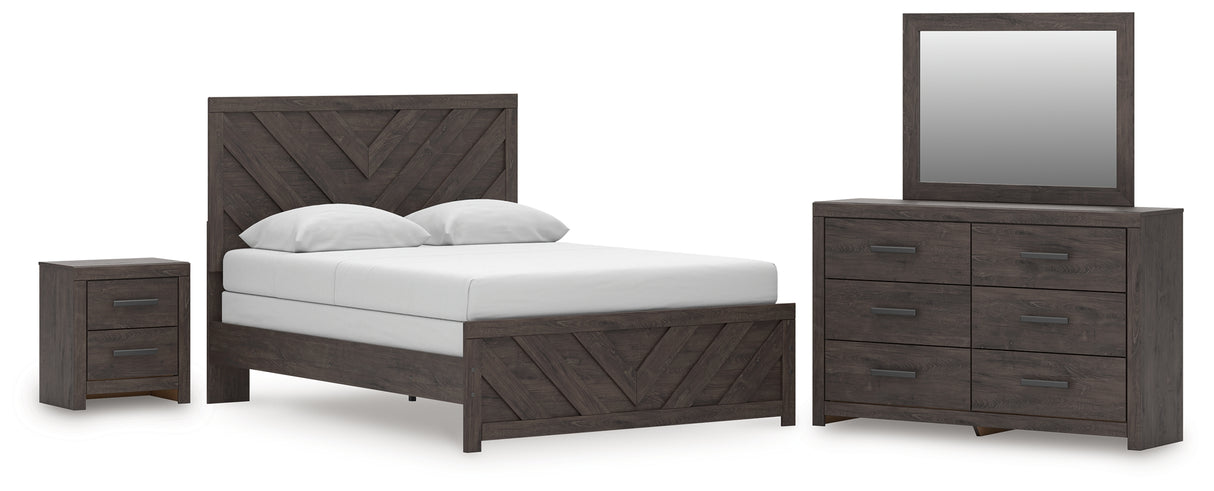 Prendonea Dark Charcoal Queen Panel Bed, Dresser, Mirror and Nightstand from Ashley - Luna Furniture