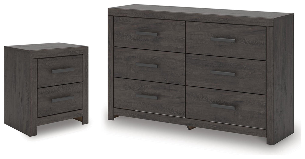 Prendonea Charcoal Dresser and Nightstand