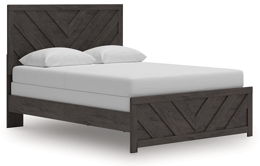 Prendonea Dark Charcoal Queen Panel Bed, Dresser, Mirror and Nightstand from Ashley - Luna Furniture