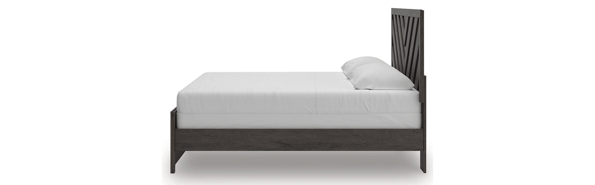 Prendonea Charcoal King Panel Bed and 2 Nightstands from Ashley - Luna Furniture