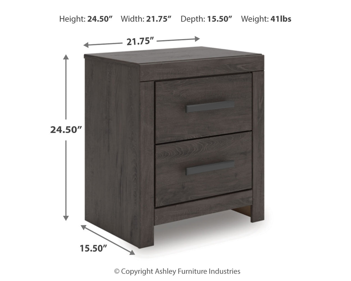 Prendonea Dark Charcoal King Panel Bed, Dresser, Mirror and Nightstand from Ashley - Luna Furniture