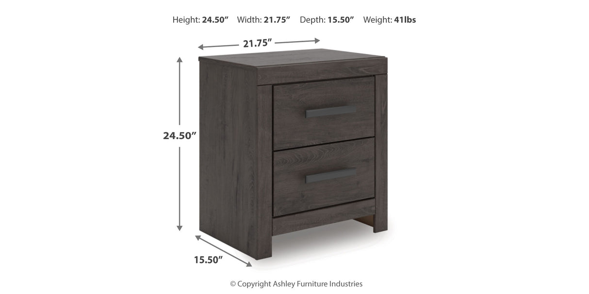 Prendonea Charcoal King Panel Bed and 2 Nightstands from Ashley - Luna Furniture
