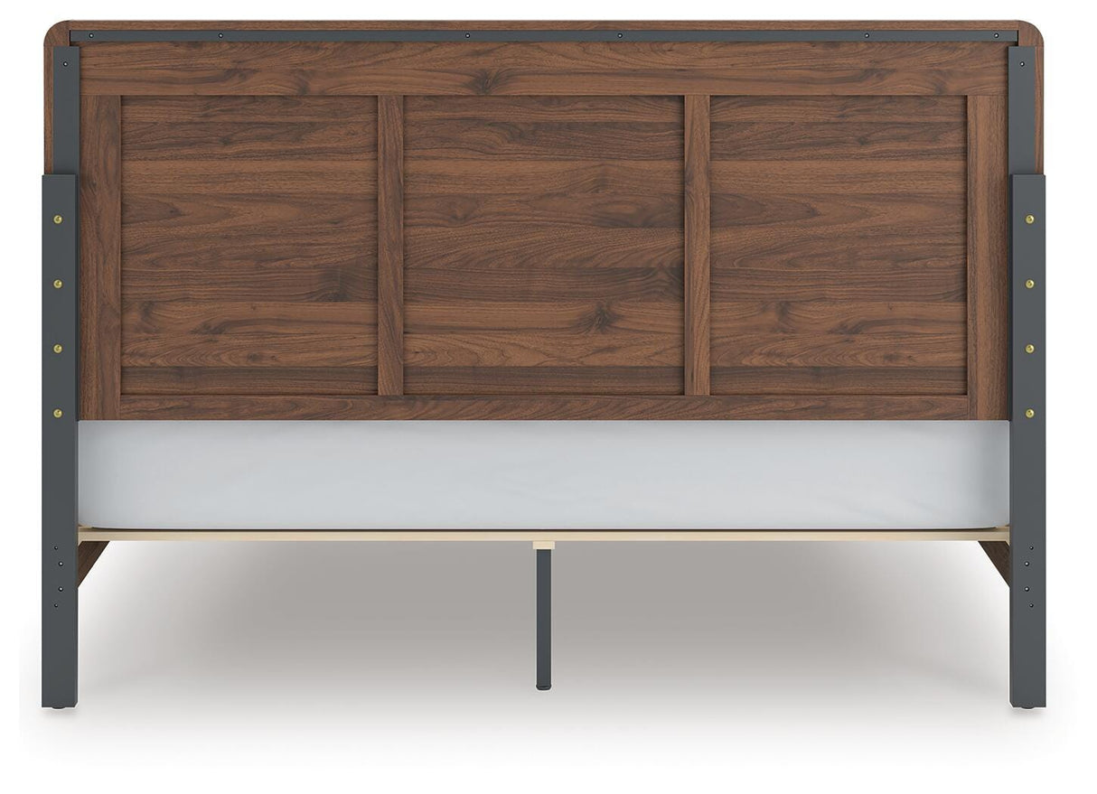 Fortlorn Walnut Brown King Panel Bed, Dresser, Mirror and Nightstand from Ashley - Luna Furniture