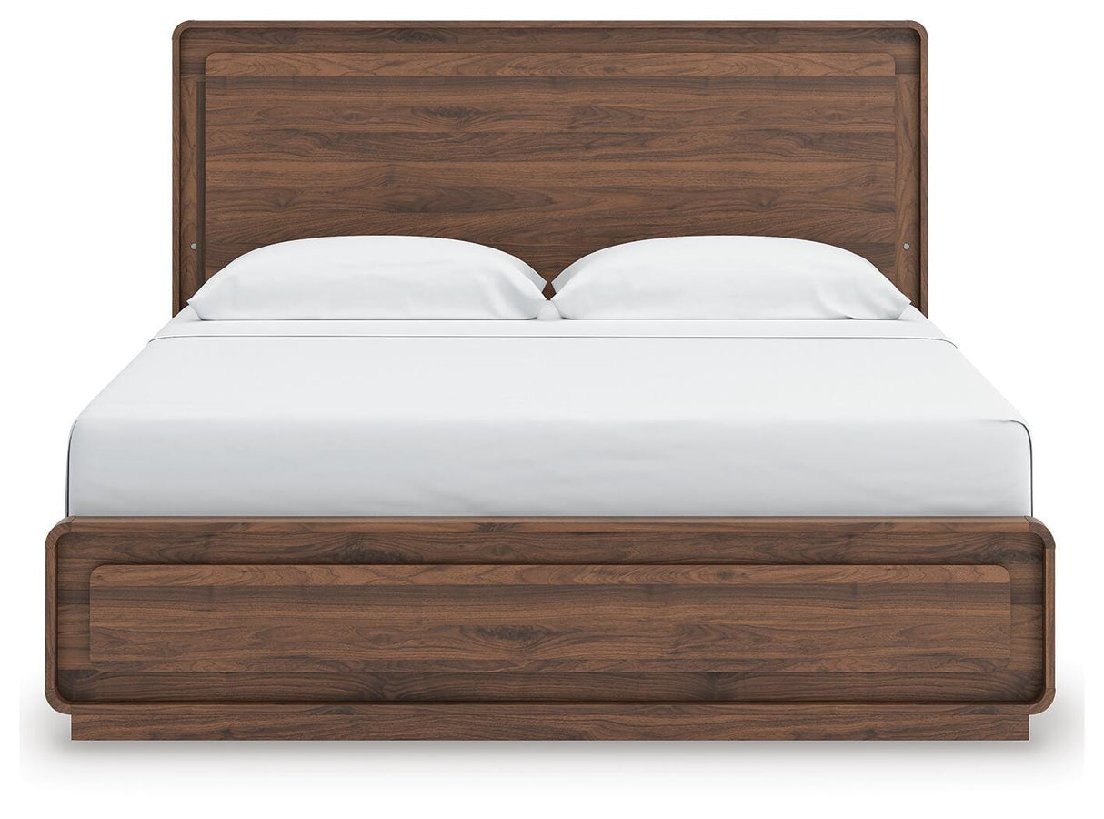Fortlorn Walnut King Panel Bed, Dresser and 2 Nightstands from Ashley - Luna Furniture