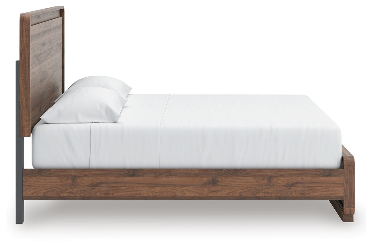 Fortlorn Walnut King Panel Bed, Dresser and 2 Nightstands from Ashley - Luna Furniture