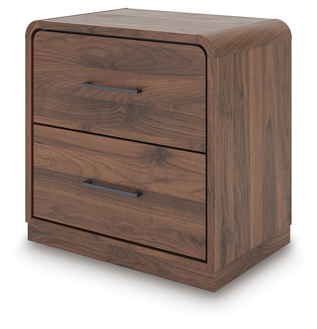 Fortlorn Walnut Brown King Panel Bed, Dresser, Mirror and Nightstand from Ashley - Luna Furniture