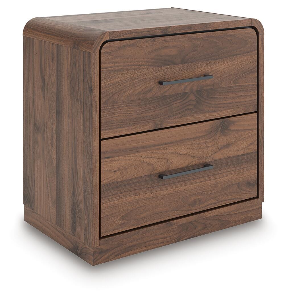Fortlorn Walnut Brown King Panel Bed, Dresser, Mirror and Nightstand from Ashley - Luna Furniture