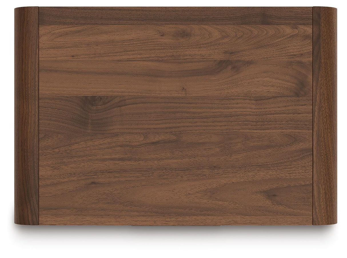 Fortlorn Walnut Brown King Panel Bed, Dresser, Mirror and Nightstand from Ashley - Luna Furniture