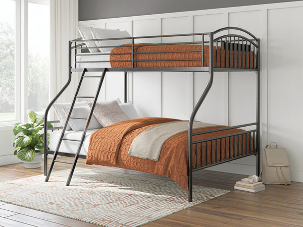 Lanceburg Gray Twin over Full Bunk Bed with Ladder