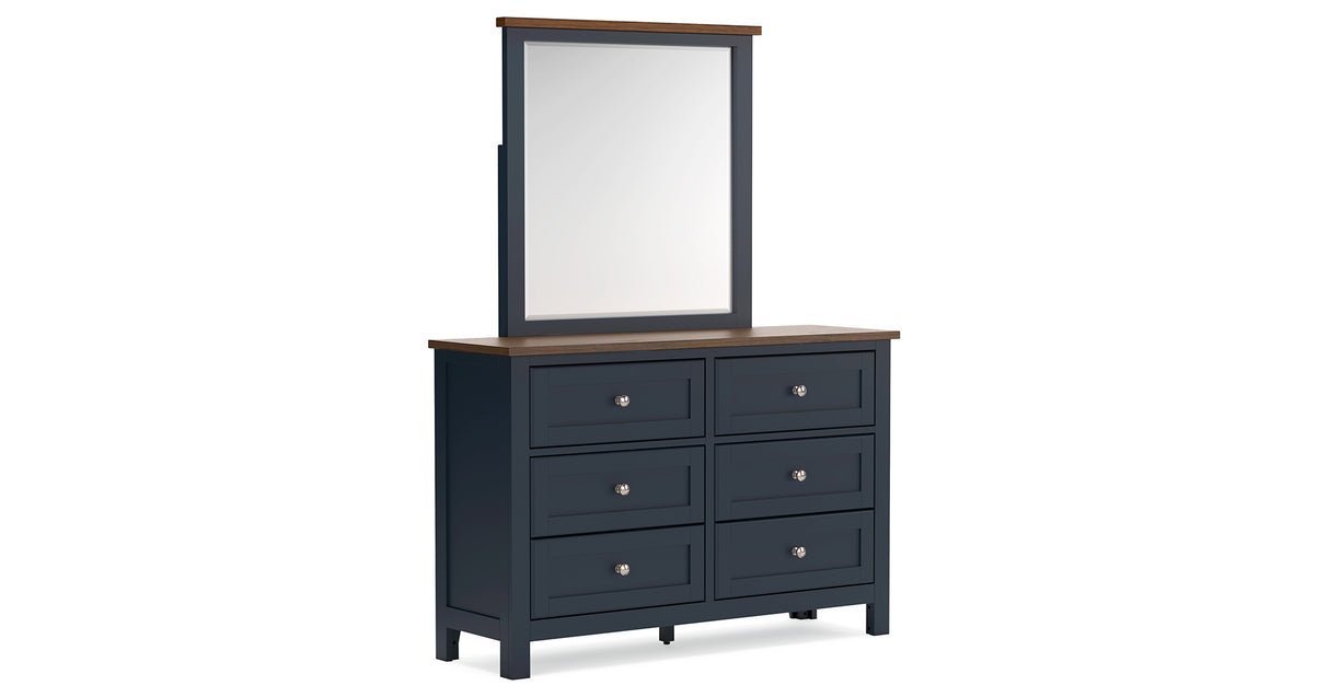 Landocken Brown/Blue Dresser and Mirror from Ashley Furniture - Luna Furniture