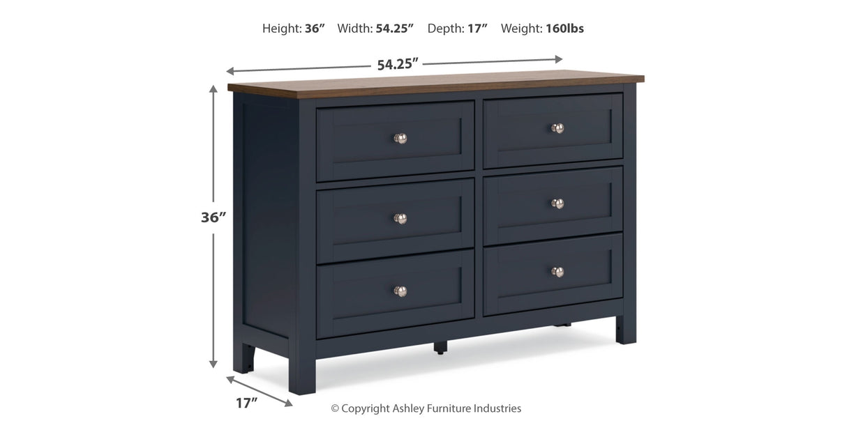 Landocken Twin Panel Headboard with Dresser in Brown/Blue from Ashley - Luna Furniture
